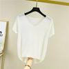 Nuovo due pezzi estivo in seta ghiacciata: Top a maniche corte con scollo a V e pantaloni casual drappeggiati a gamba larga