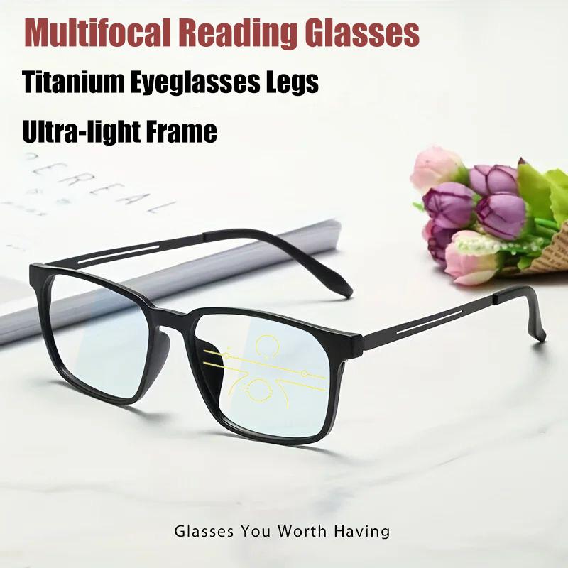2026 Titanium Frame Progressive Multifocal Reading Glasses Unisex Anti-blue Light Presbyopia Eyewear Diopter 1.-0-4.0
