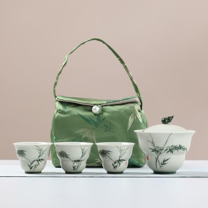 MULTIPOTENT Hand-painted Bamboo Travel Tea Set