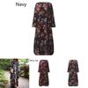 Women Vintage Casual Floral Printed Loose Dress Kaftan Long Maxi Shirt With Timeless Design