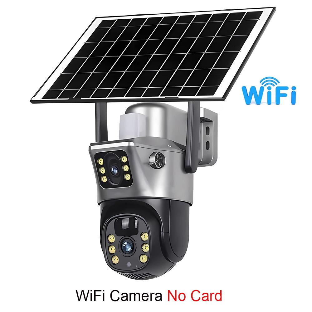 

4G / WiFi Solar Camera Dual Lenses Outdoor 8MP 4K Low Power Battery IP Camera PIR Night Vision CCTV Security Protection WiFi Cam No Card