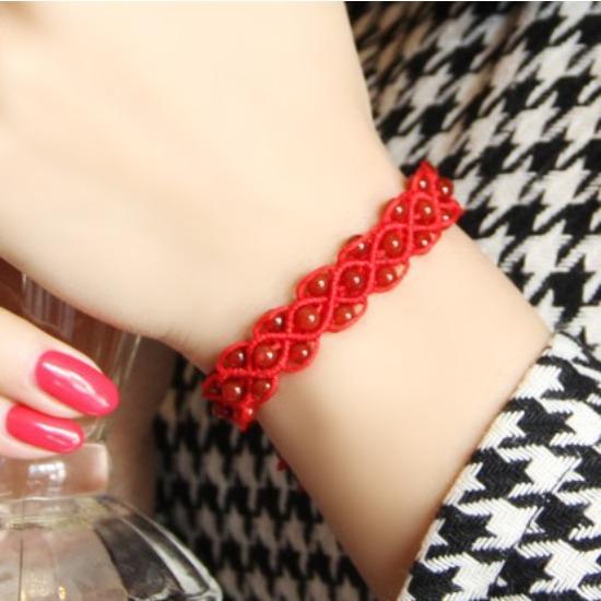 Agate Red Rope Hand-Woven Flower Blooming Rich Bracelet Ethnic Style Exquisite Couple Girlfriend Fashion Jewelry Handmade Auspicious Clouds