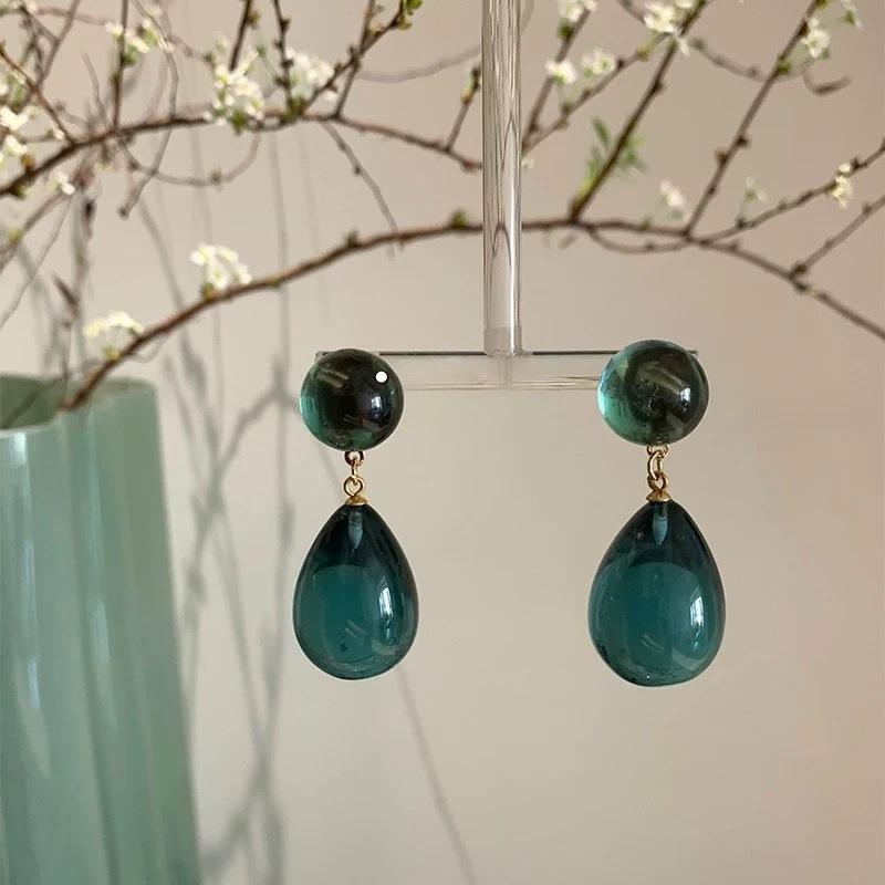 Retro Water Drop Earrings Women's Sea Green New Geometric Originality Elegant Unique Design Earrings Charm Jewelry Gift