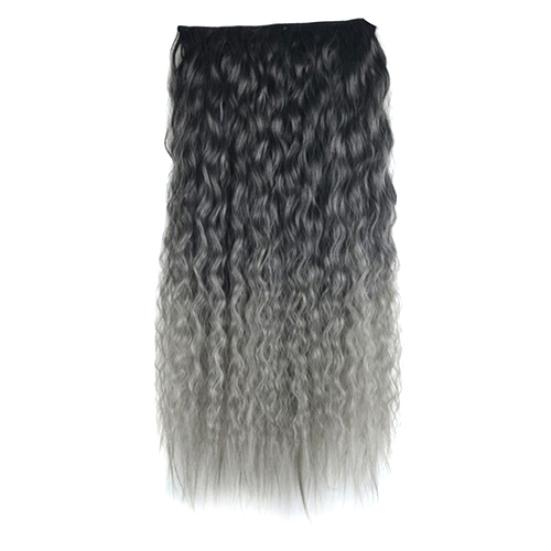 Sexig Lång Gradient Färg Fest Kvinnor Vågigt Lockigt Clip-in Hårförlängning 60cm
