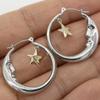 1 Pair Lightweight Hanging Earrings Retro Personalized Jewelry New Moon and Star Earrings  For Women