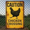 Metal Wall Art Chicken Road Sign Humor Decor 12x8 inch