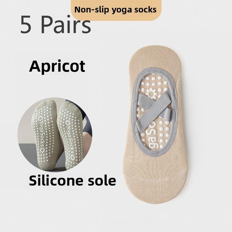 5 Pairs of Female Spring and Autumn Sports Silicone Non Slip Indoor Fitness Pilates Professional Yoga Boat Socks
