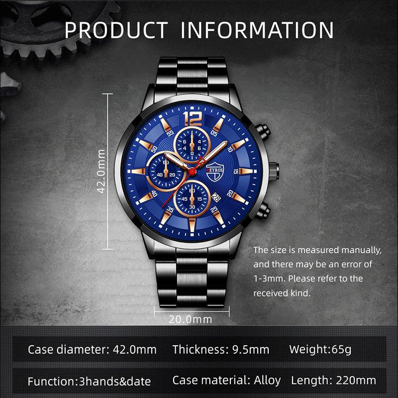 Neue Herren Mode Große Zifferblatt Uhr Kalender Uhr Freizeit Uhr Herren Edelstahl Uhr Quarz Uhr