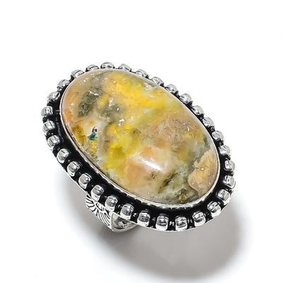 Natural Bumblebee Jasper Gemstone 925 Sterling Silver Gift Ring Size 8 H1C06