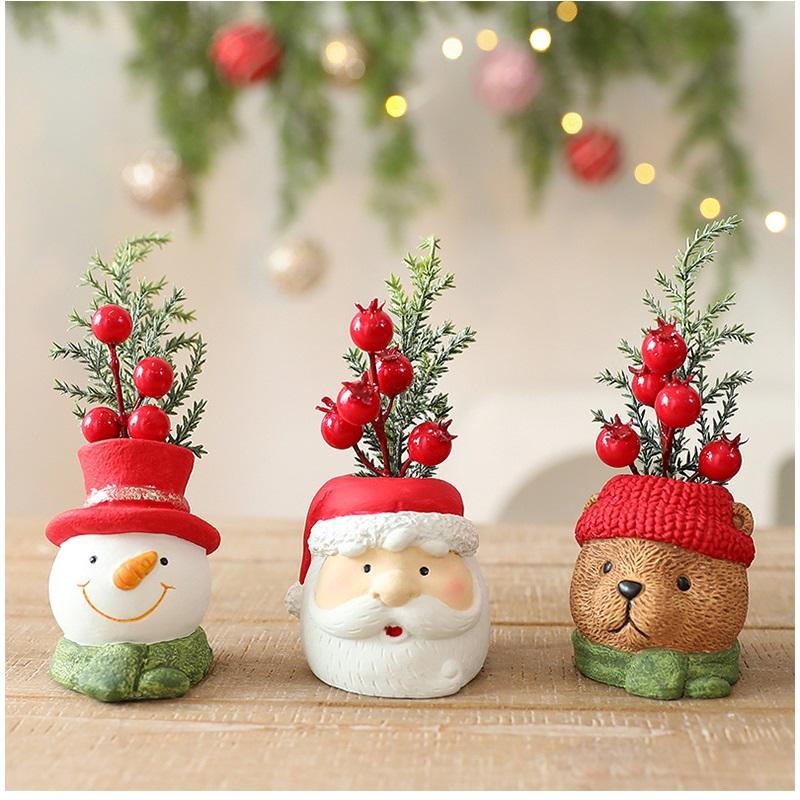 Resin Christmas Santa Snowman Figurines Christmas Doll Holiday Decoration Home Decor Ornament