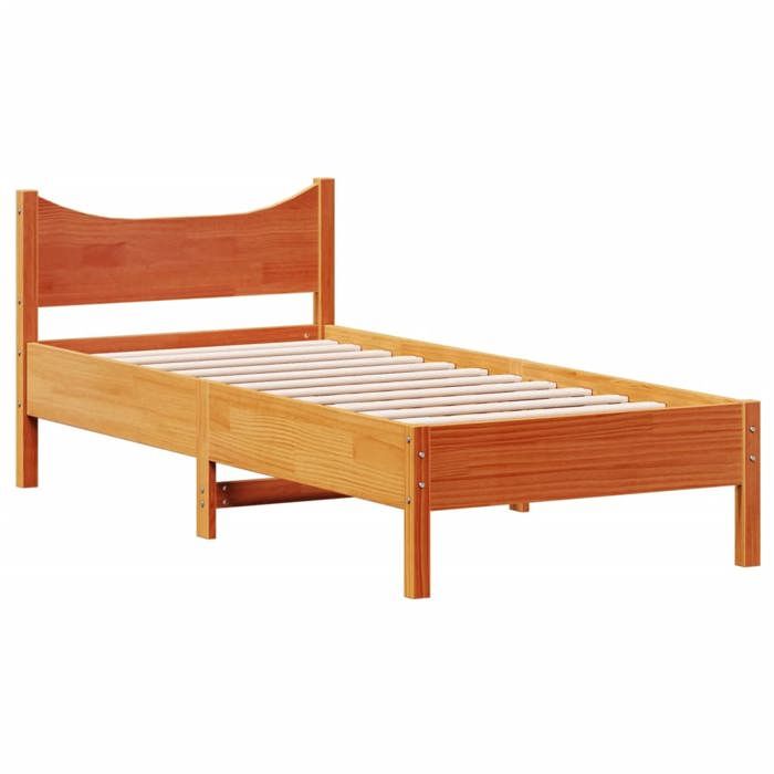 VidaXL Bed Frames, Single Bed with Slat Base, Adult Bed, Bedroom Furniture, Modern, Wax Brown 90x200 844740