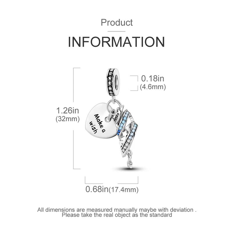 Charms Copperblue Meteor Heart-Shaped Wish Beads Fit Charms Plataoriginal Bracelet Beads Women Jewellery Making Diy