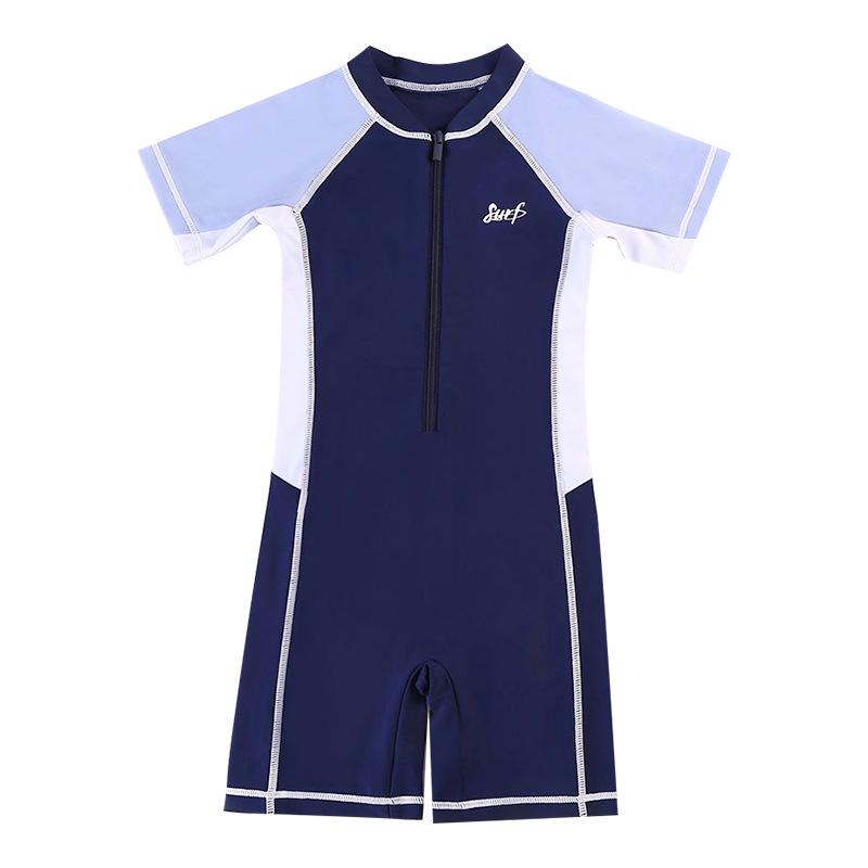 Boys' 2025 Split Sunscreen Quick-Drying One-Piece Swimsuit for Ages 6-12