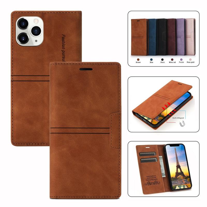 Suitable for iPhone 17, leather case with a dreamy texture, magnetic flip cover, stylish protective case with card slot for Apple 16/15