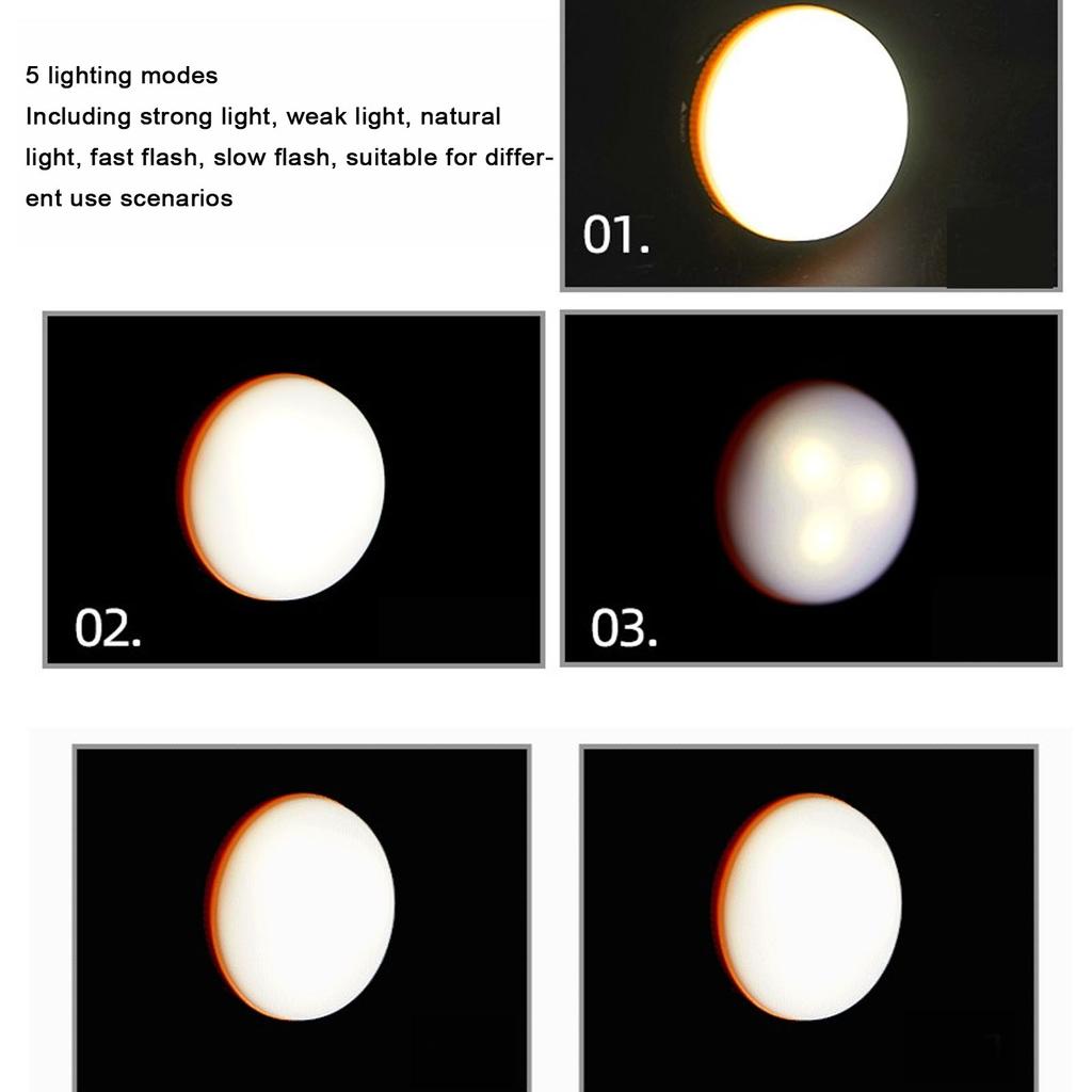 LED Tent Lamp ABS 5 Lighting Modes Waterproof Emergency Camp Hanging Lamp for Outdoor Battery Type Orange (Round)