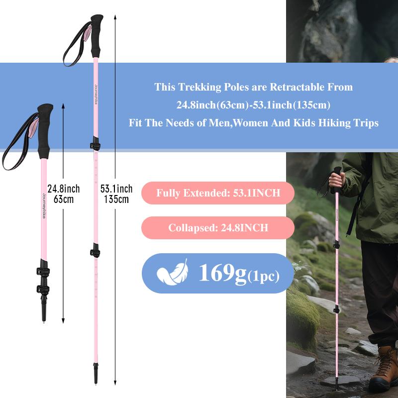 Trekingové hole z 3K karbonových vláken, Lehké turistické hole, Turistické hole vhodné pro turistiku, trekking, blátivý terén a sněhové prostředí