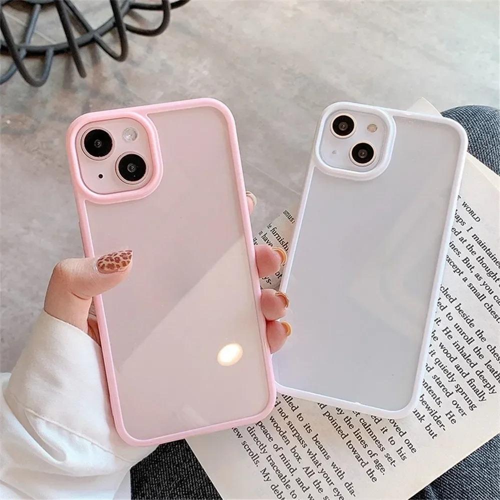 Luxury Clear Candy Color Phone Case For iPhone 17 16 15 14 13 12 11 Pro Max Plus 16E Shockproof Bumper Protective Cases Cover