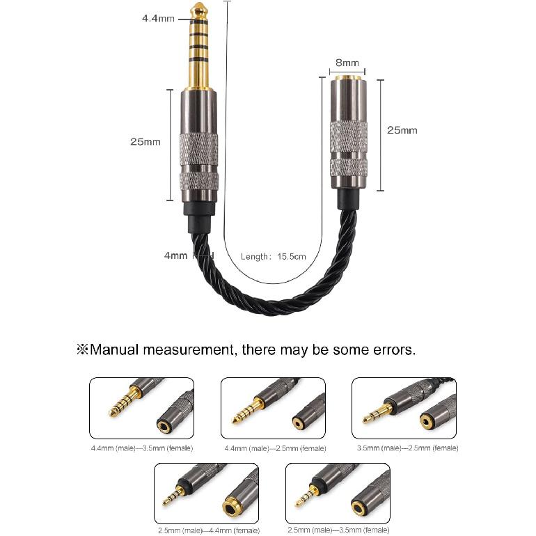 Okcsc Headphone Adapter 4.4mm Male To 3.5mm Female Adapter for 3.5mm Cable Connected To Balanced 4.4mm Player Device High Stereo Audio Converter OFC