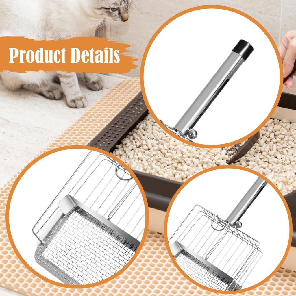 Cat Litter Scoop Scooper Metal for Most Litter Box Pet Accessories Easy to Clean Efficient Stainless Steel Lifter Sifting