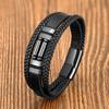 Vintage Multilayer Leather Men Bracelet Bohemia Chakra Stone Bead Bracelet Stainless Steel Jewelry Male Wrist Gift