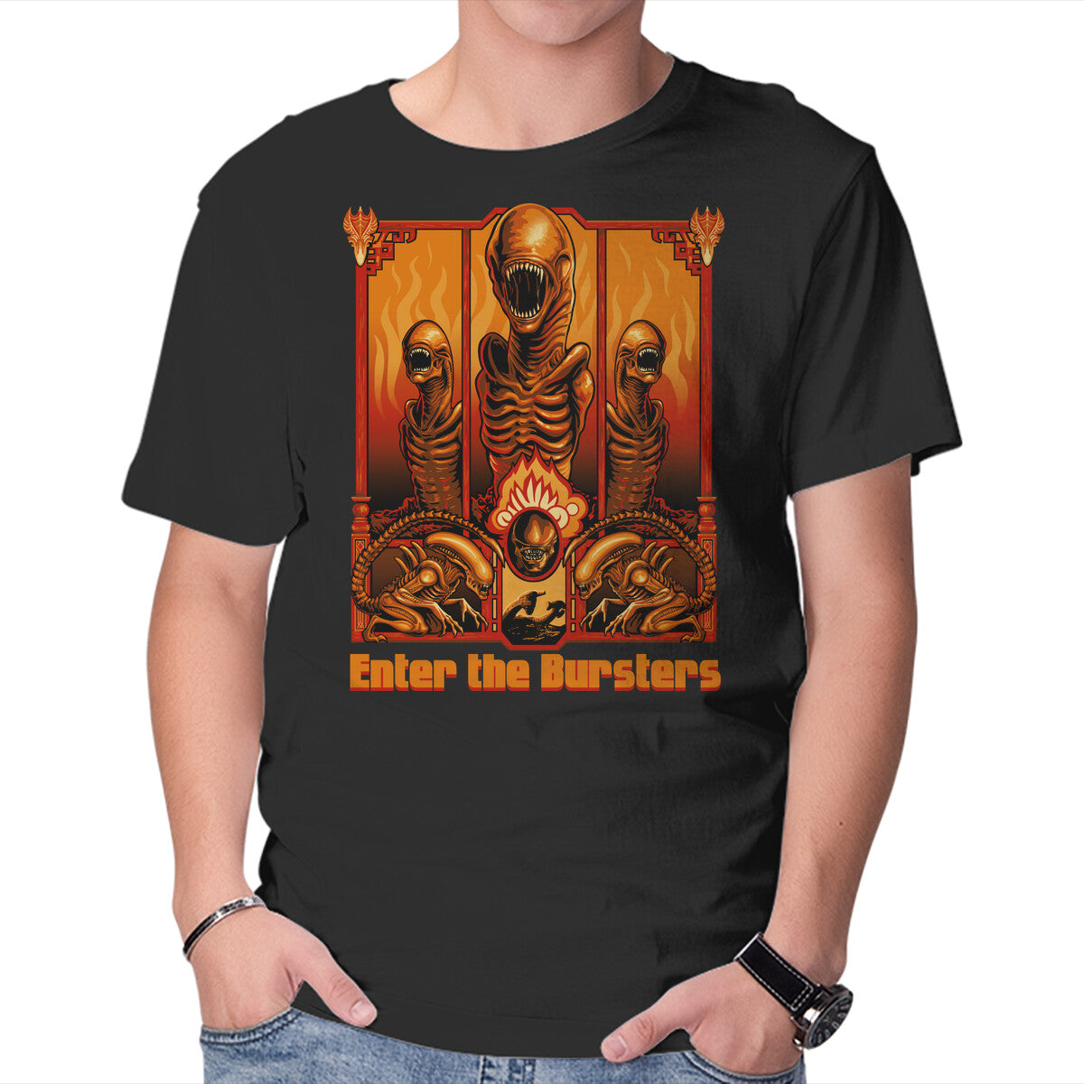 Unisex Crew Neck T-Shirt Enter The Bursters Graphic Short Sleeve Casual Tee M