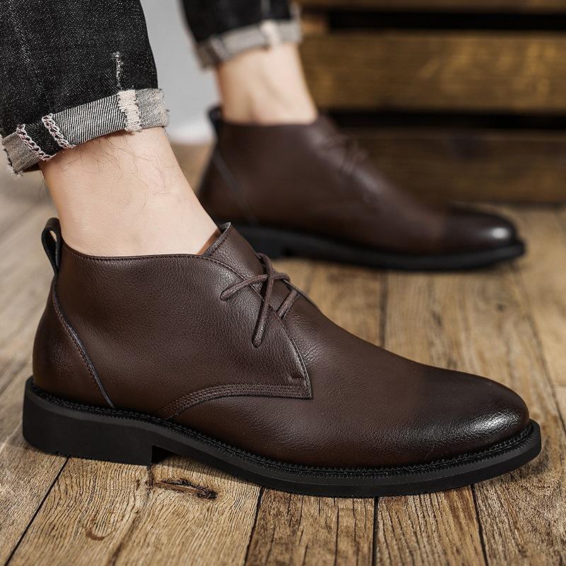 Mens Casual Business Office Formal Dress Chelsea Boots Shoes Genuine Leather Boot Black Ankle Botas Hombre Chaussure 2025