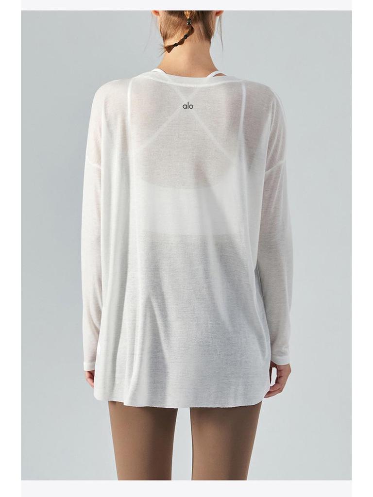 Dámské rychleschnoucí rozdělené tričko na jógu - Dlouhý rukáv, lehké, ležérní tričko