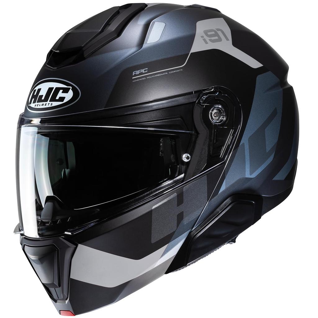 HJC HELMETS Motorcycle Helmet System Full Face Open Face Sun Visor Ventilation Internal Removable Intercom Compatible SMART HJC i91 Caste HJH272 BLACK