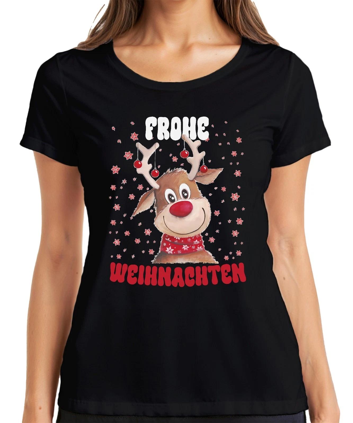 Frohe Weihnachten Süßes Reh Rentier - Weihnachten Xmas Christmas Damen T-Shirt XXXXL