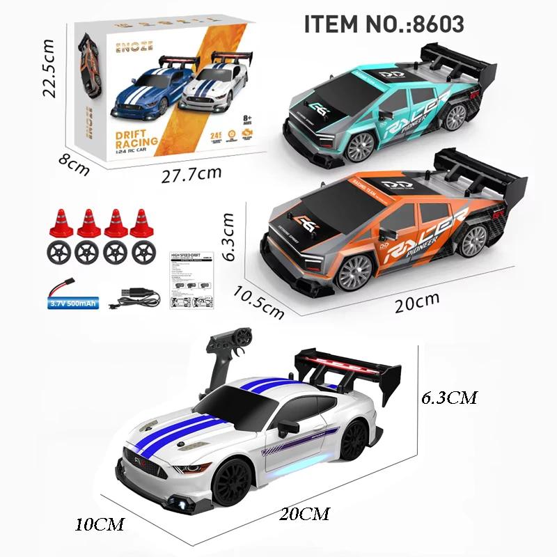 1/24 High Speed RC Drift Vehicle Cars Mustang 4WD Remote Control Racing Car Gifts Competition Race Car Boys Toy Replaceable Tire