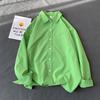 Street Style Loose Fit Long Sleeve Collar Shirt Women's Inner Wear Multi-Color Dopaamine Couple's Layering Casual Coat