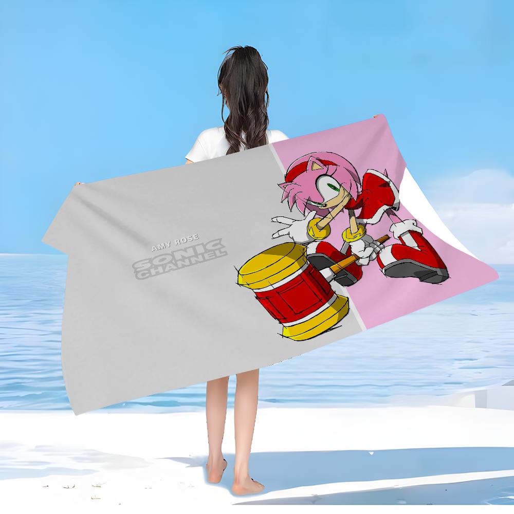 

BANDAI Sonic the Hedgehog Bath Towel Microfiber Soft Water Absorbing Breathable For Girl Kids Decorative Cartoon Beach Towel W40*H60(CM)