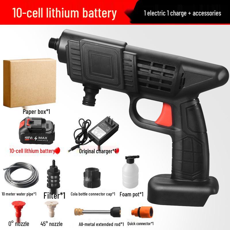 Cordless High-Pressure Washer: Portable Lithium Battery Water Gun for Cars & Garden.