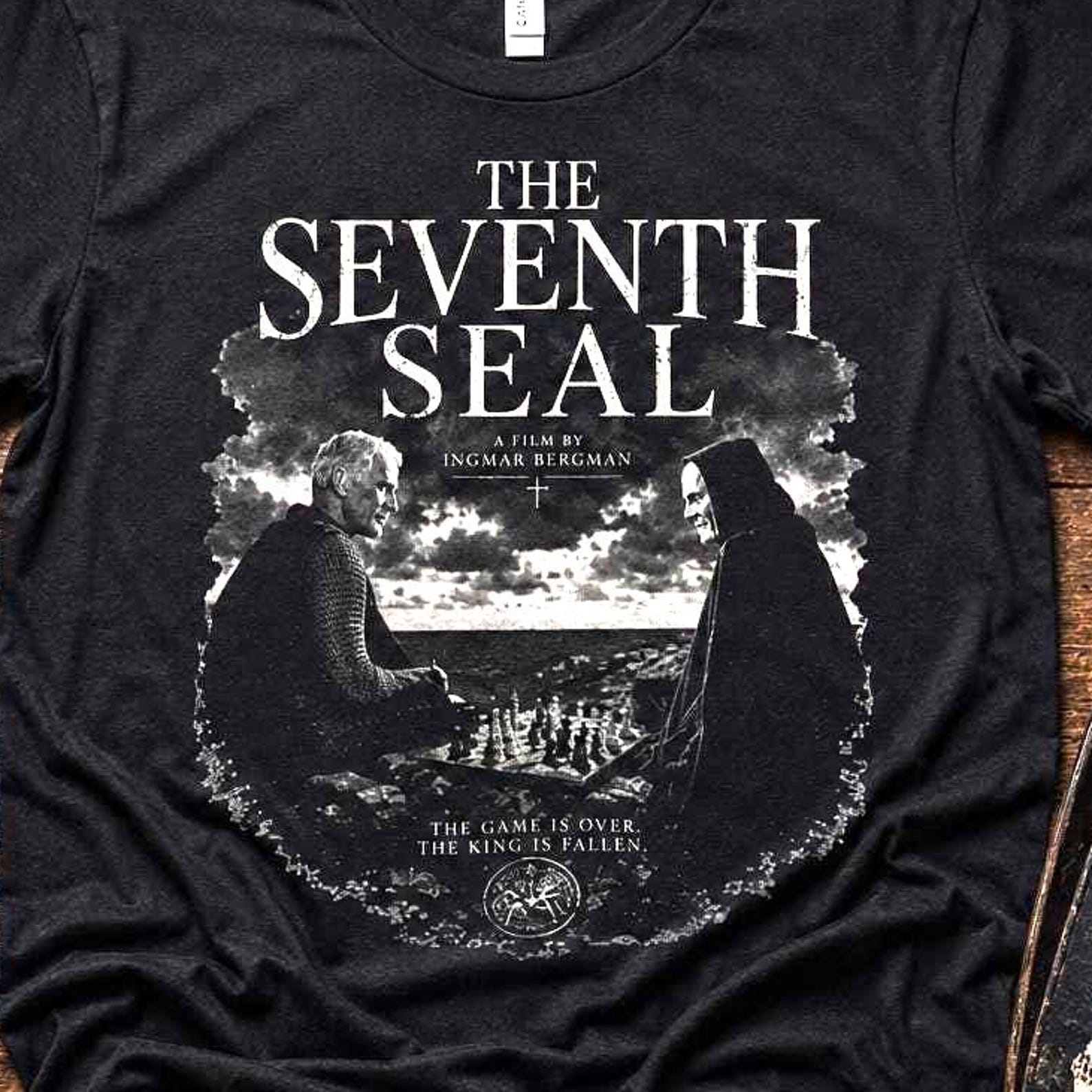 The Seventh Seal Vintage Movie Shirt | Ingmar Bergman Film Graphic Tee | Swedish Cinema Chess Game Gift, Retro Cinephile Cult Unisex TShirt 4XL