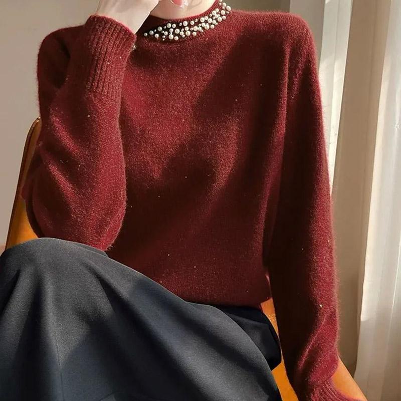 Sweater for Women Autumn Winter Thickened Pullover Warm Knitted Stretchy Long Sleeve Oversize Jumper Tops