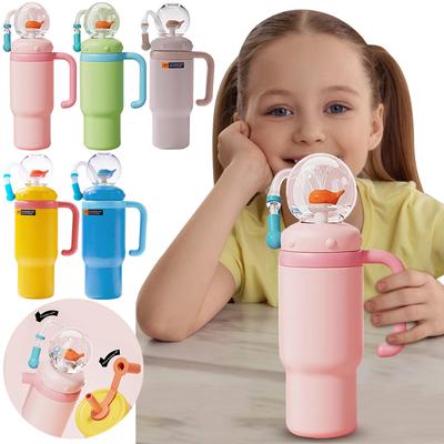 Vaso Tumbler de Acero Inoxidable de 24 oz con Forma de Ballena, con Asa y Pajita, Vaso de Agua con Chorro de Ballena para Niños, Adolescentes y Adultos, Regalo Creativo