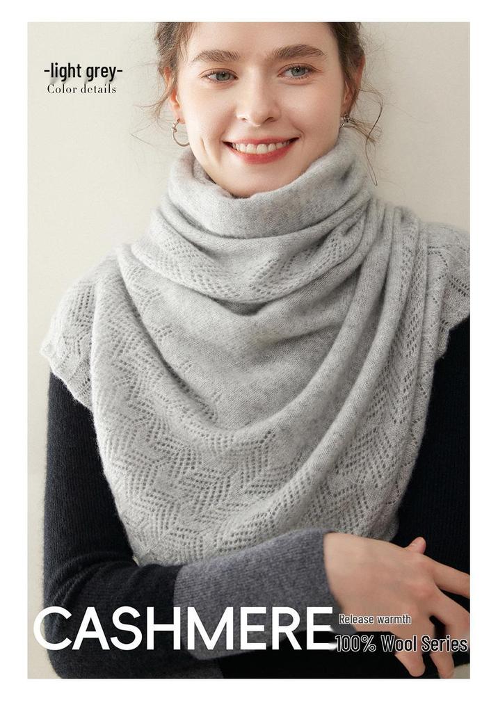 Women's 100% Pure Cashmere Hollow Knitted Scarf - Warm & Fashionable for Autumn/Winter