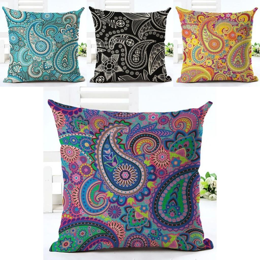 Exquisite Paisley Printed Ethnic Cushion Covers For Vintage Bohemian Sofa Decor