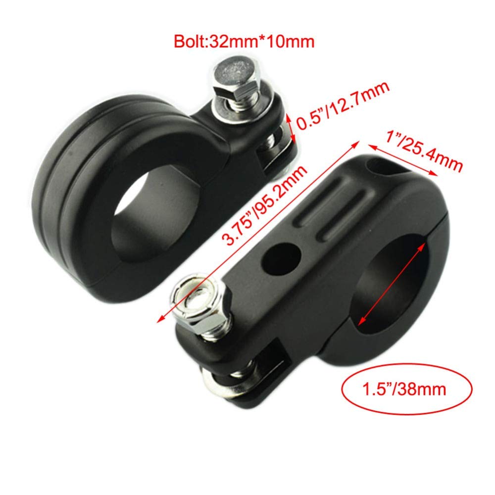 YIBO 38mm Clamp Bracket for Engine Highway and Harley Clamp Fits Most Motorcycles 1.5" Guards, Pegs, Brackets, (Black)