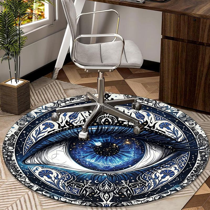 Evil Eye Stained Glass Design round carpet Chair cushion Round Entryway Rug, Soft Round Rugs for Living Room, Bedroom, Circle Carpet decor gifts