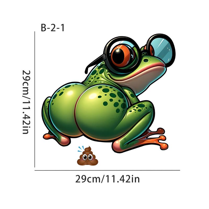Cartoon Frog Toilet Sticker Self-Adhesive Waterproof Bathroom Decal Toilet And Home Decor Car Decals Self-Adhesive