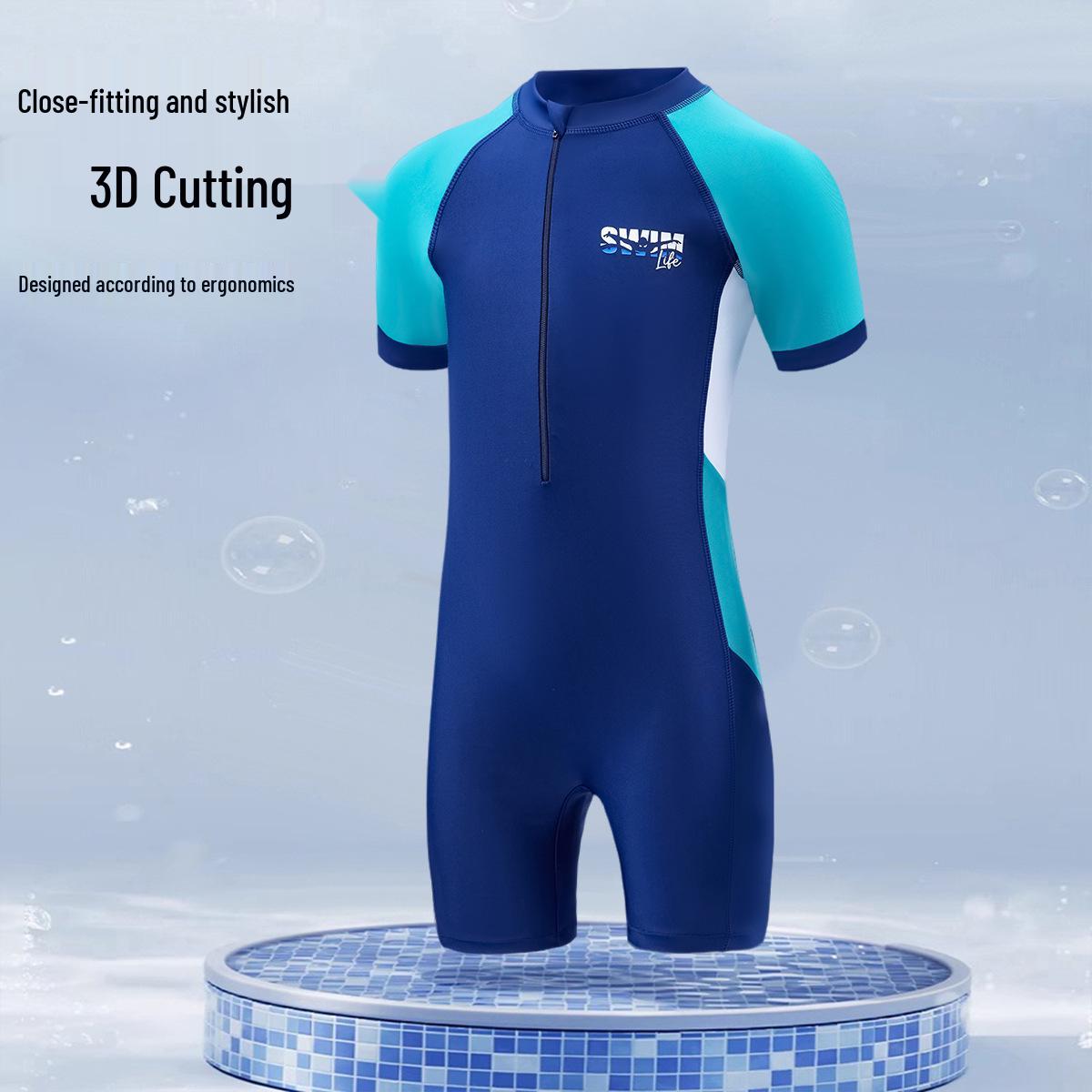 

2026 Boys One-Piece Swimwear: Hot Spring & Training Style, Medium/Large XL: Height 95-110cm, Weight 15-18kg