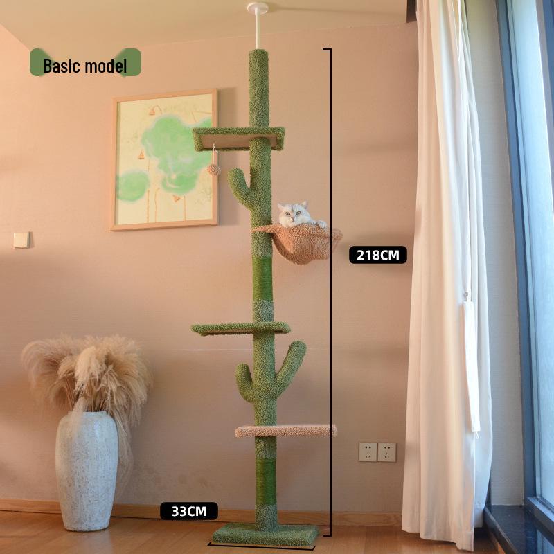Cactus Cat Tree & Bed: All-in-One Christmas Tree, Scratching Post, and Toy Sky Pillar for Cats.