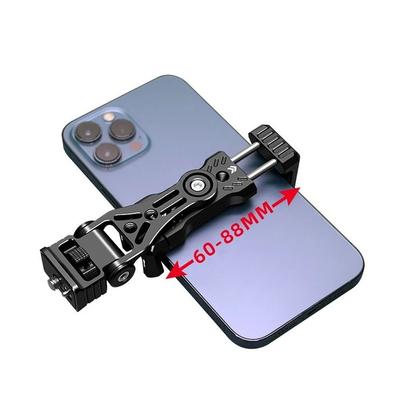 Multi-functional Camera Phone Clamp 1/4'' Screw Vertical Shooting Cell Phone Tripod Clamp 360° Rotatable Cold Shoe Mount