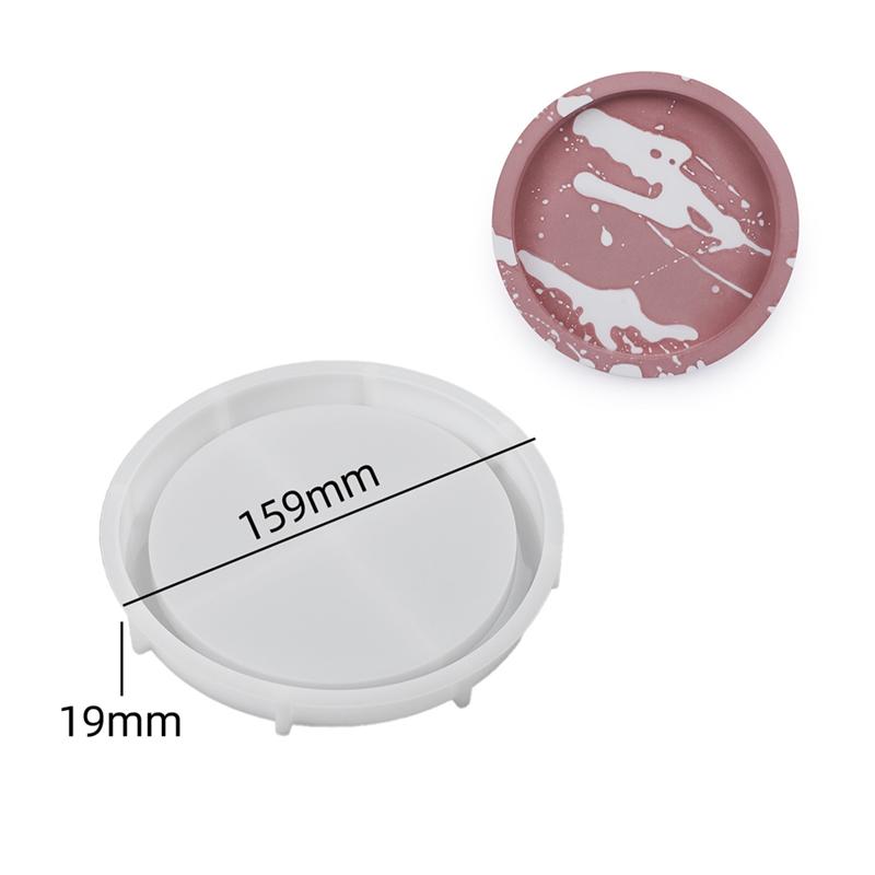 ABWR-Round Plate Silicone Mold Fruit Disc Tea Tray UV Resin Mould Gypsum Cement Mold Jewelry Tools 4Piece