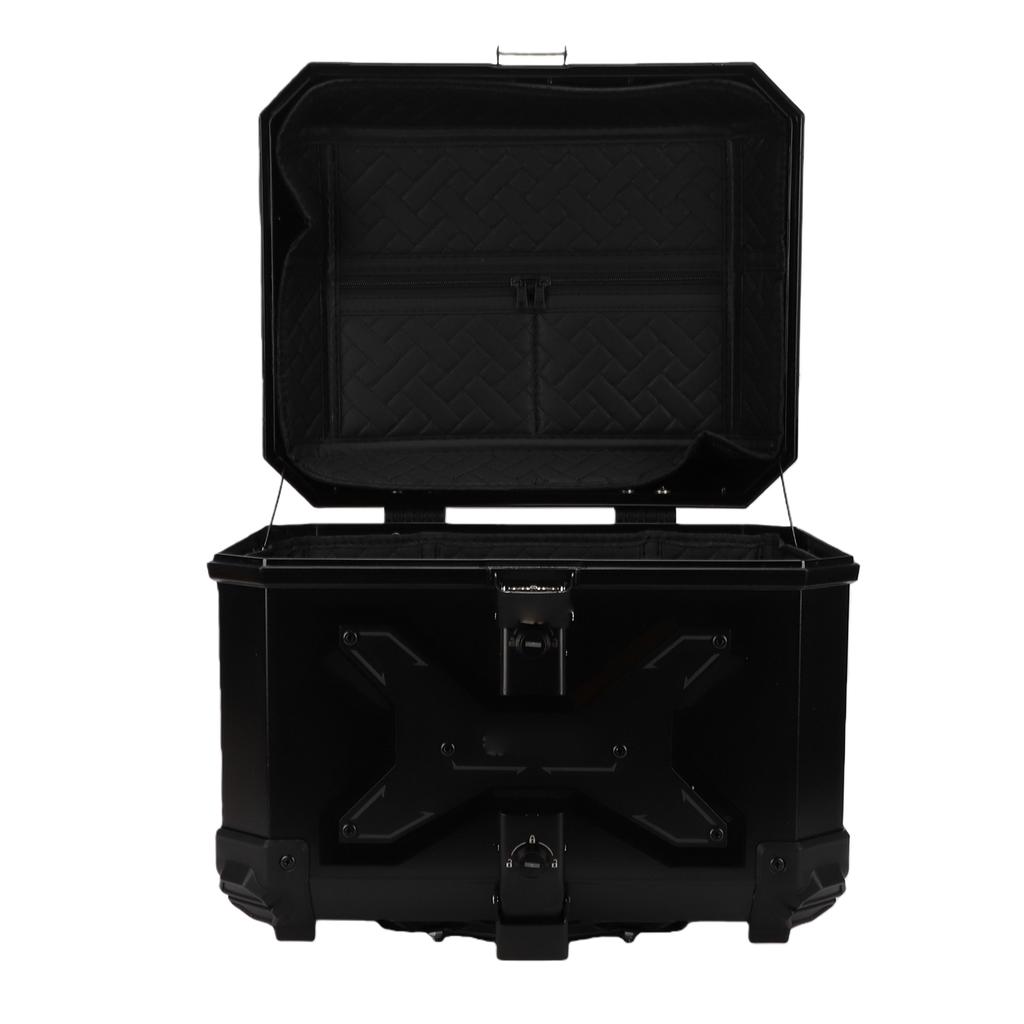 Motorcycle Top Case 45L Aluminum Alloy Handle Water Proof Anti Theft Lock System Universal Black
