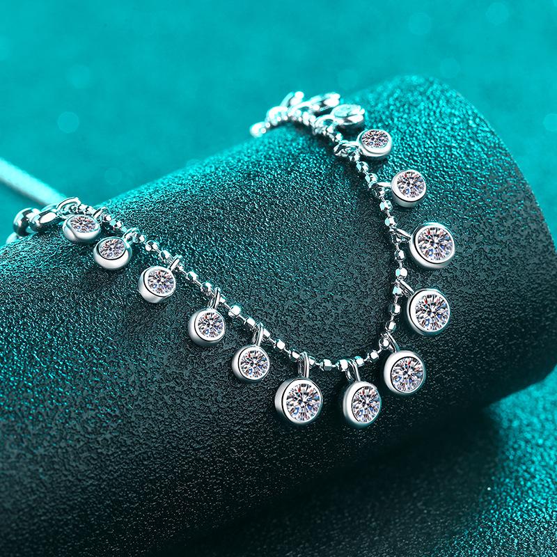 Yin Baichuan S925 Sterling Silver Moissanite Necklace - High-End Luxury European & American Style. 925 Sterling Silver