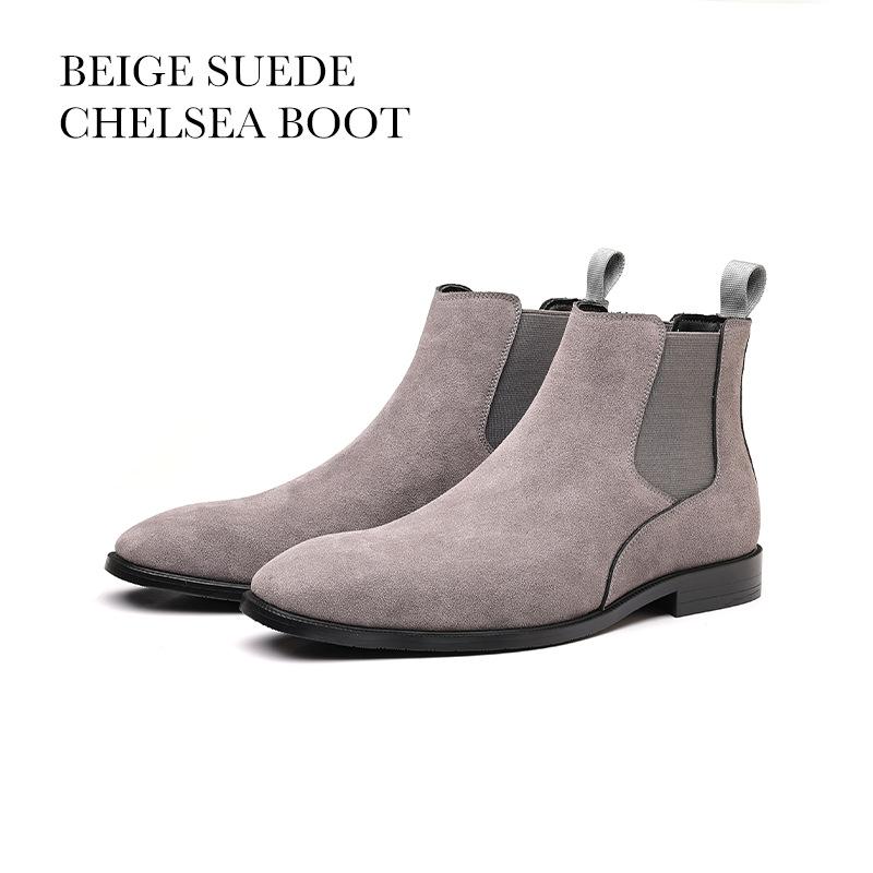 Autumn and winter solid color Chelsea men's boots British fashion large size matte surface foot cover short leather shoes