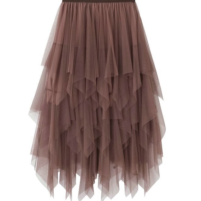 Lady ´s Fashionable Sexy Solid Color Mesh Skirt, Irregular Elastic Tulle Bubble Skirt, Daily Life and Vacation
