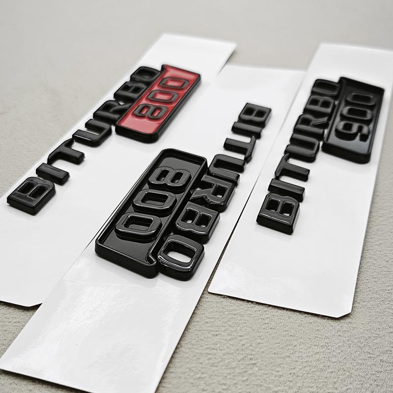 Car Styling Biturbo 800 900 Car Sticker Gloss Black Side Fender Emblem Decals For Mercedes Benz Brabus AMG Modified Accessories QV1